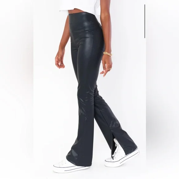 SMYM Nashville Faux Leather Pull On Flare Pants - Picture 2 of 7